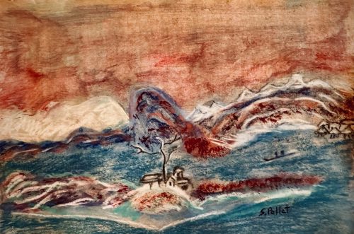 Mountains and Sea5.5”X 8.5”Acrylics and Pastels on Paper