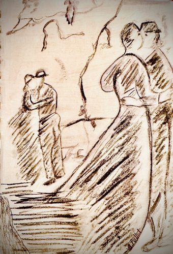 Dancing On A Wall5.5”X 8.5”Acrylics, Pastels and Charcoal on Paper