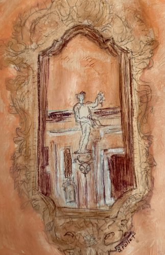 Through The Mirror7”X10”Acrylics and Pastels on Paper