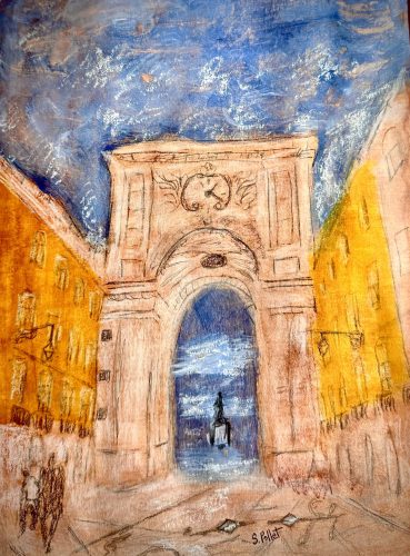 Lisbon View7”X10”Acrylics and Pastels on Paper