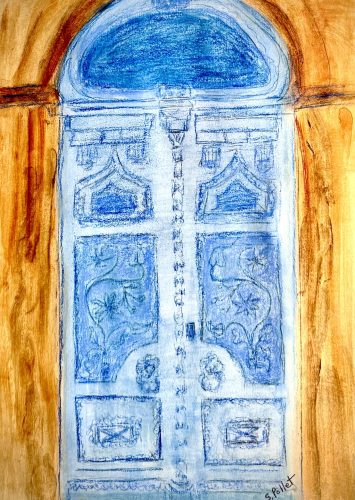 Door Drama7”X10”Acrylics and Pastels on Paper