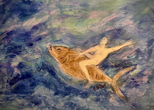 Riding7”X10”Acrylics and Pastels on Paper