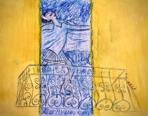 Window Dancing7”X10”Acrylics and Pastels on Paper