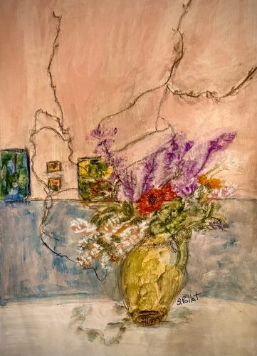 British Floral Artistry7”X10”Acrylics and Pastels on Paper