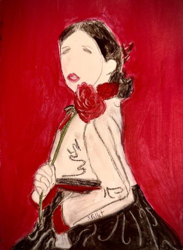 Red Lips7”X10”Acrylics and Pastels on Paper