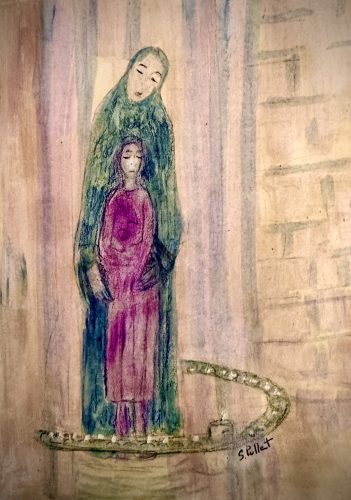 Mother and Child7”X10”Acrylics and Pastels on Paper