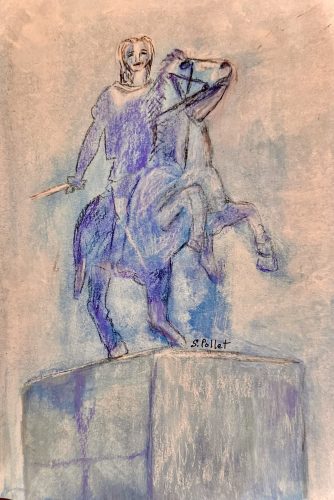 Statue Memorial7”X10”Acrylics and Pastels on Paper