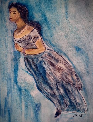 Floating7”X10”Acrylics and Pastels on Paper