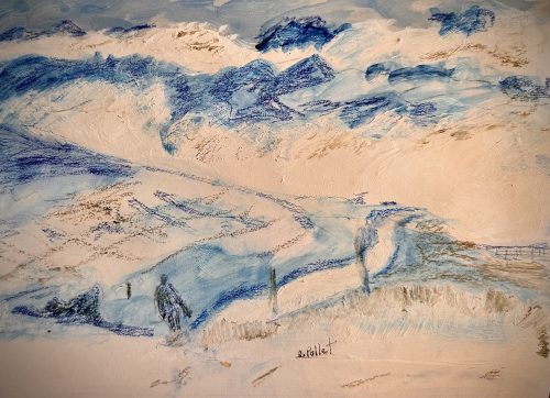 Alpine Snow7”X10”Acrylics and Pastels on Paper