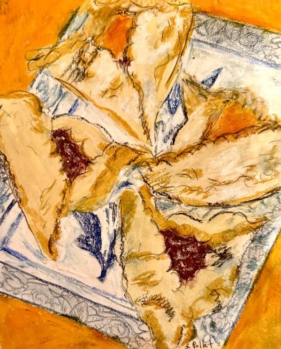Purim Fare7”X10”Acrylics and Pastels on Paper