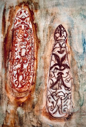 Patterns7”X10”Acrylics and Pastels on Paper