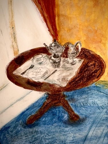 Setting For One7”X10”Acrylics and Pastels on Paper