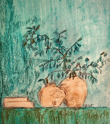 Shades of Green7”X10”Acrylics and Pastels on Paper