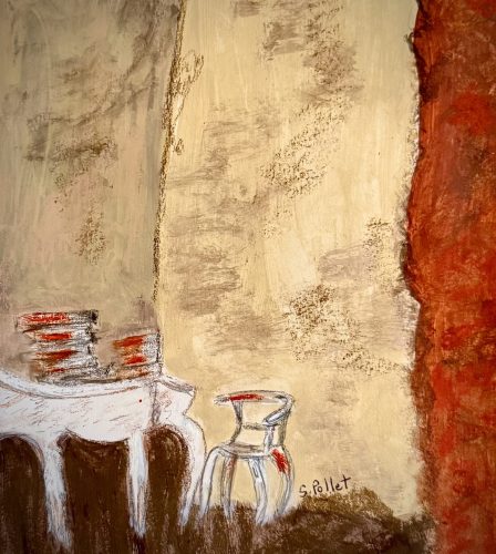 Book Pile7”X10”Acrylics and Pastels on Paper