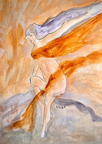 Go With The Flow7”X10”Acrylics and Pastels on Paper