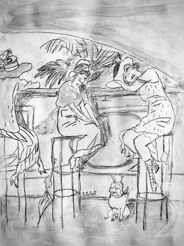 Friend Time7”X10”Acrylics and Pastels on Paper