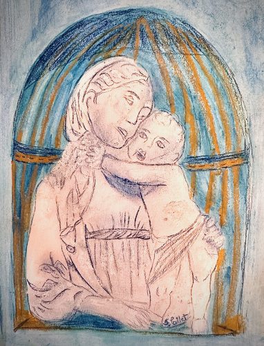 Mother and Child7”X10”Acrylics and Pastels on Paper