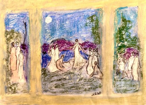 Moonlight Reverie7”X10”Acrylics and Pastels on Paper